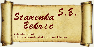 Stamenka Bekrić vizit kartica